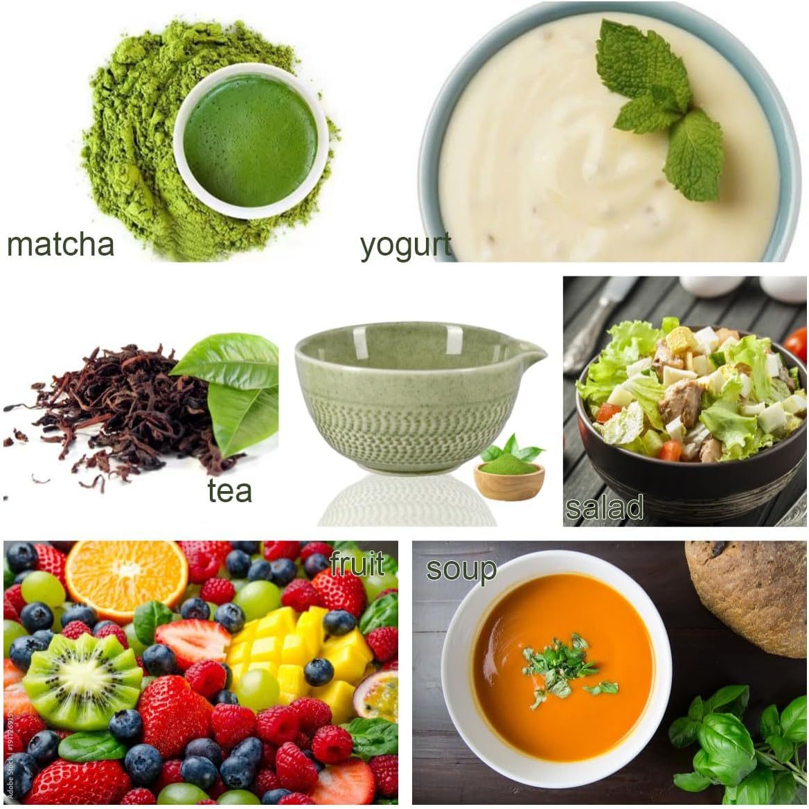 Japanese Style Matcha Bowl, 500 ml/18 oz Ceramic Matcha Bowl with Spout Japanese Ceremonial Matcha Chawan Mixing Bowl for Matcha Powder/Salad/Matcha Tea Ceremony (Green)