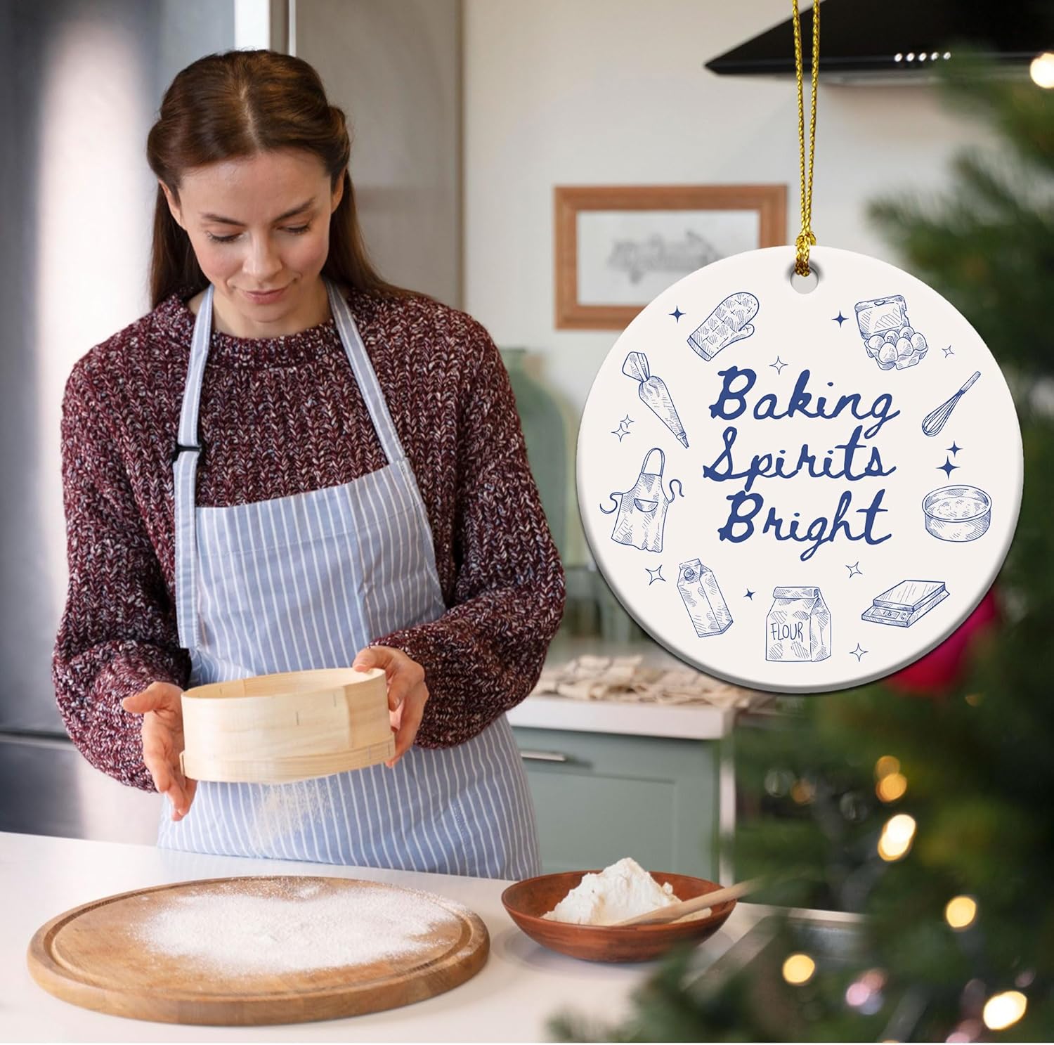 Ramen Ornament for Noodle Ramen Lovers, Women, Men - Food Ornaments for Christmas Tree - Noodles Bowl Ceramic Ornament