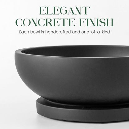 Decorative Concrete Fruit Bowl for Kitchen Counter – Elegant Pedestal Bowl with Smooth Finish for Home Decor | Handcrafted Key Bowl for Entryway Table, Coffee Table | 10.5in W x 4.25in L
