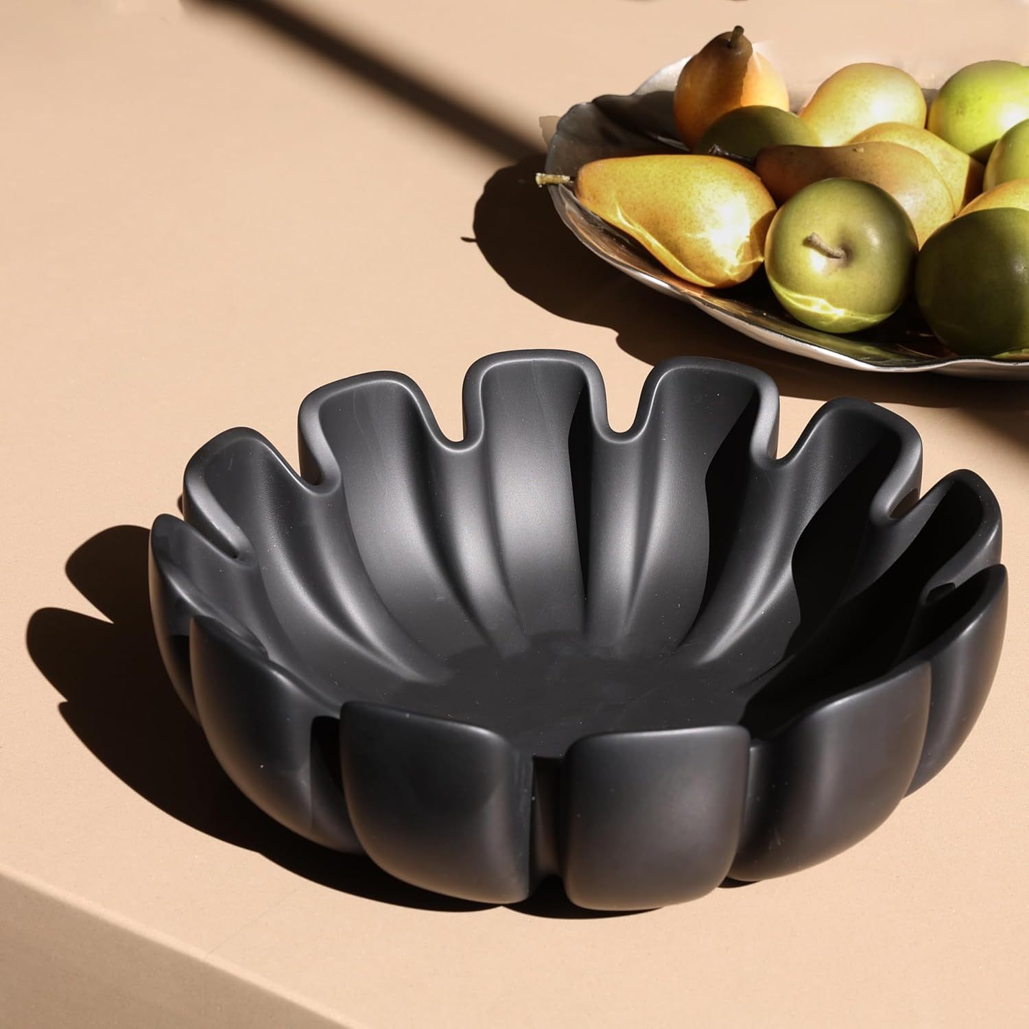 Decorative Bowl – Large Modern Centerpiece Bowl for Coffee Table, Countertop, or Kitchen Decor – Minimalist Handcrafted Accent Bowl for Living Room or Entryway/Key Bowl (White)