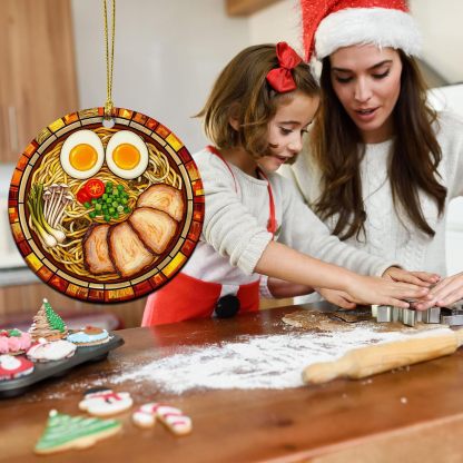 Ramen Ornament for Noodle Ramen Lovers, Women, Men - Food Ornaments for Christmas Tree - Noodles Bowl Ceramic Ornament