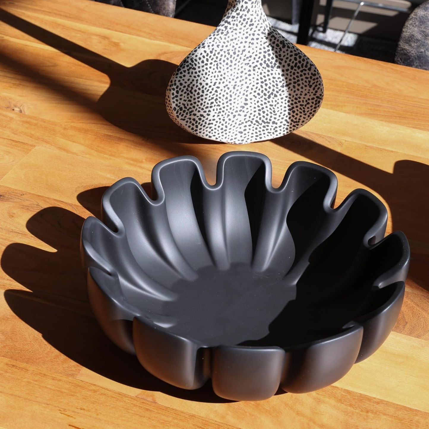 Decorative Bowl – Large Modern Centerpiece Bowl for Coffee Table, Countertop, or Kitchen Decor – Minimalist Handcrafted Accent Bowl for Living Room or Entryway/Key Bowl (White)