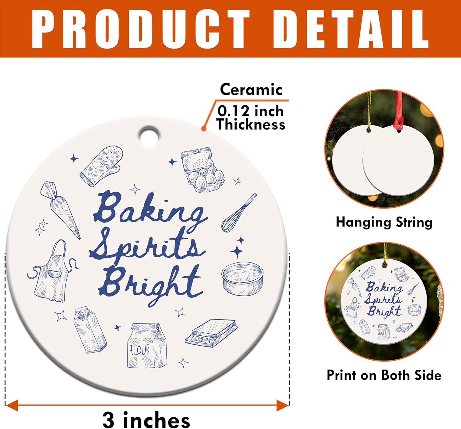 Ramen Ornament for Noodle Ramen Lovers, Women, Men - Food Ornaments for Christmas Tree - Noodles Bowl Ceramic Ornament