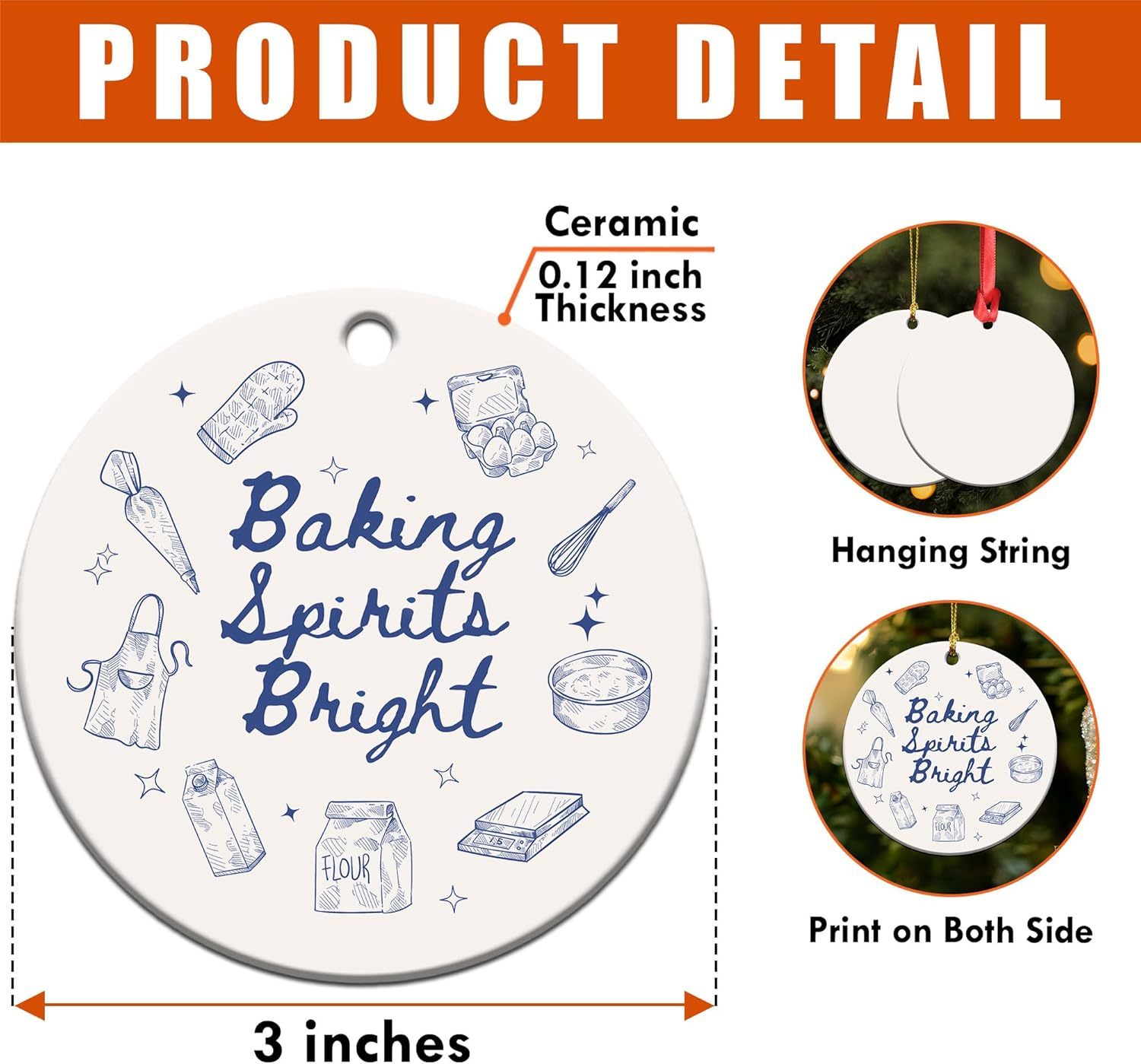 Ramen Ornament for Noodle Ramen Lovers, Women, Men - Food Ornaments for Christmas Tree - Noodles Bowl Ceramic Ornament