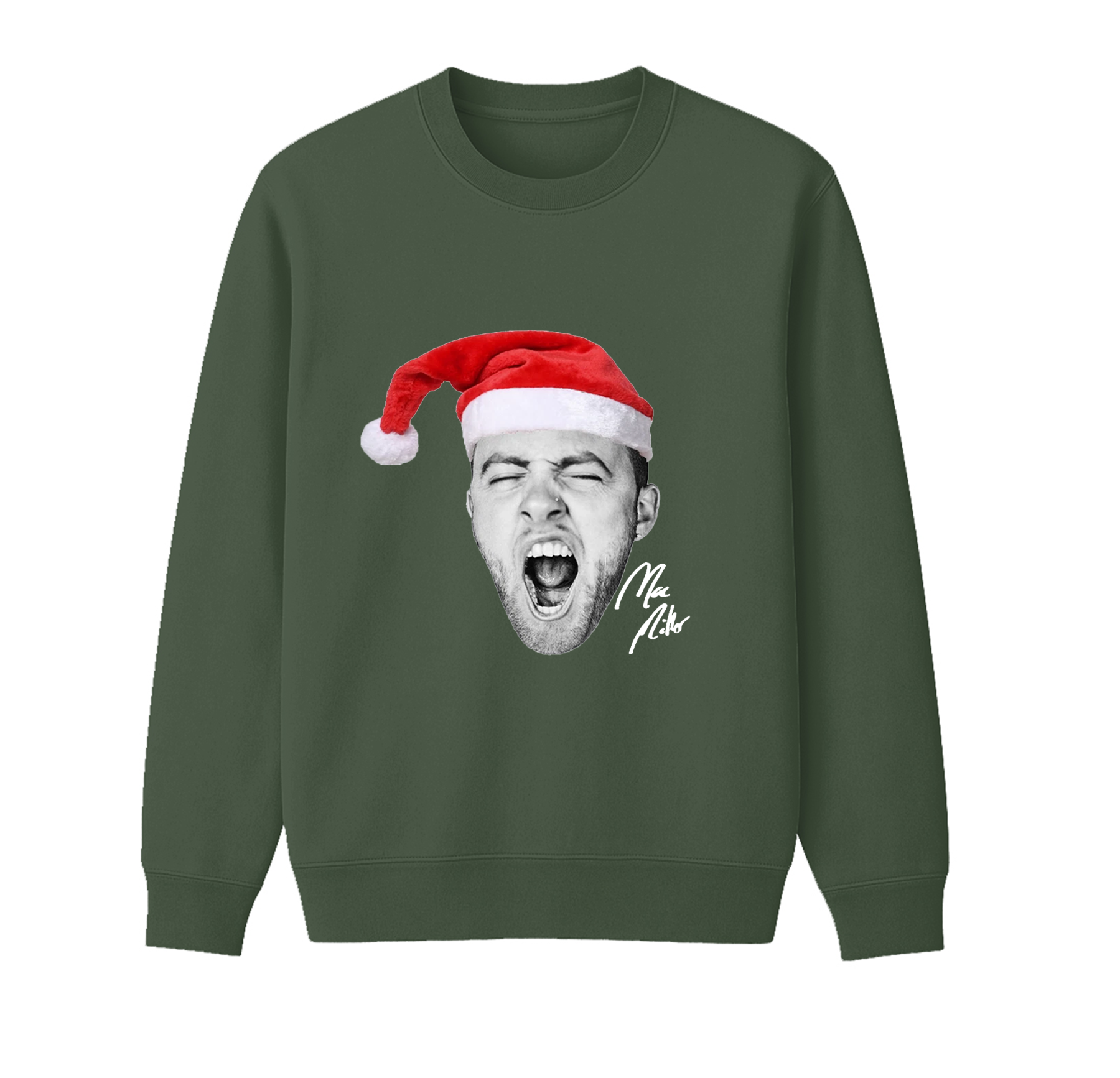 NEW Santa Christmas Mac Miller Big Face Signature Unisex Cotton Creneck Sweatshirt