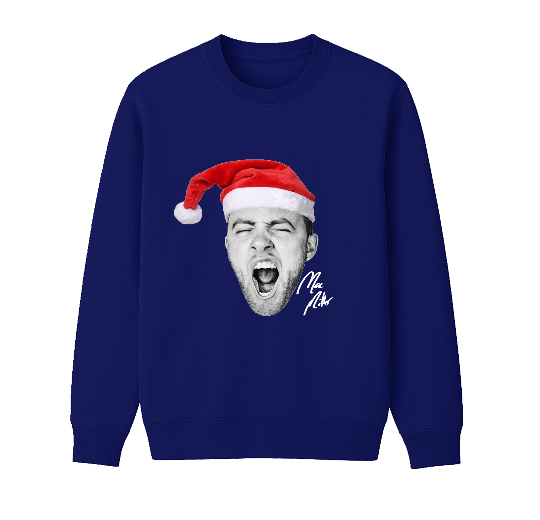 NEW Santa Christmas Mac Miller Big Face Signature Unisex Cotton Creneck Sweatshirt
