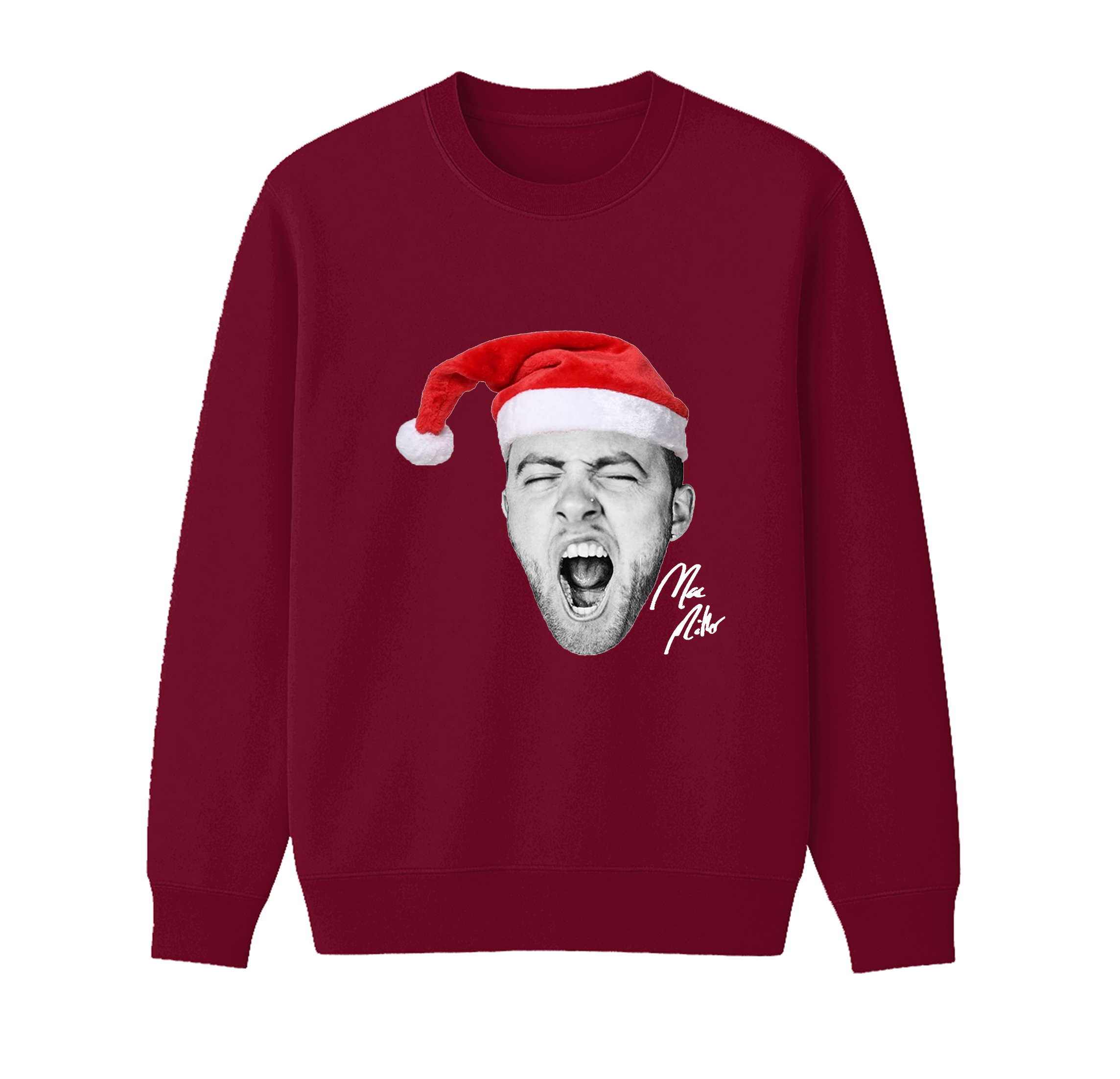 NEW Santa Christmas Mac Miller Big Face Signature Unisex Cotton Creneck Sweatshirt