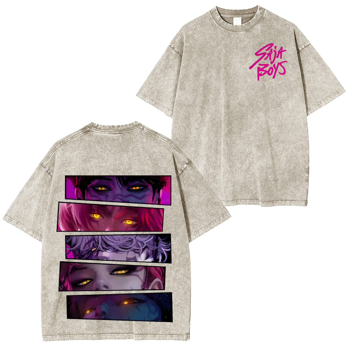 KPop Demon Hunters Saja Boys Oversized  Washed  Vintage Tee