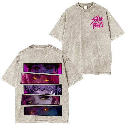 KPop Demon Hunters Saja Boys Oversized  Washed  Vintage Tee