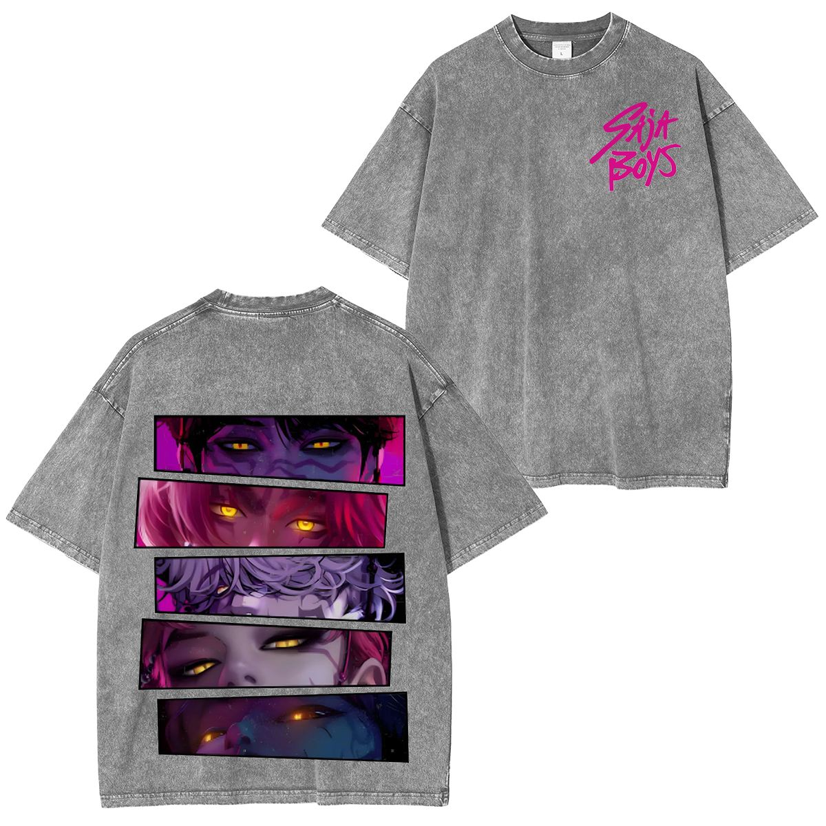 KPop Demon Hunters Saja Boys Oversized  Washed  Vintage Tee