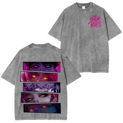 KPop Demon Hunters Saja Boys Oversized  Washed  Vintage Tee