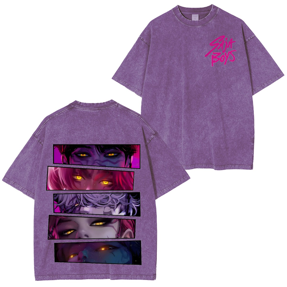 KPop Demon Hunters Saja Boys Oversized  Washed  Vintage Tee
