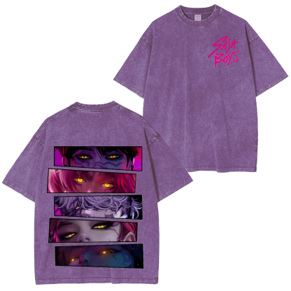 KPop Demon Hunters Saja Boys Oversized  Washed  Vintage Tee