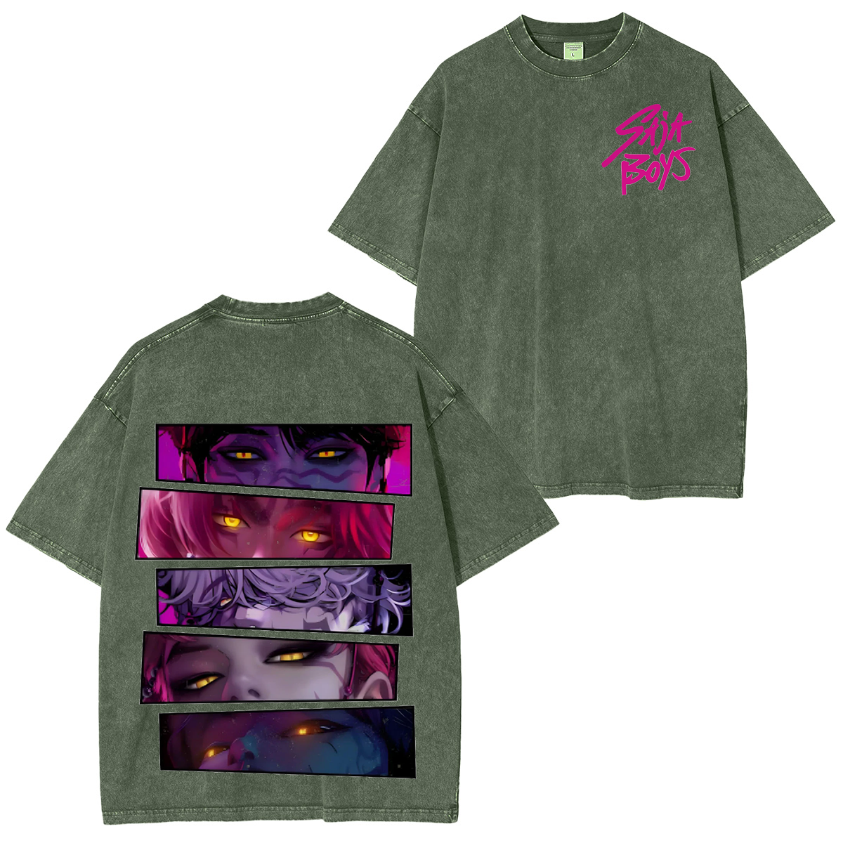 KPop Demon Hunters Saja Boys Oversized  Washed  Vintage Tee