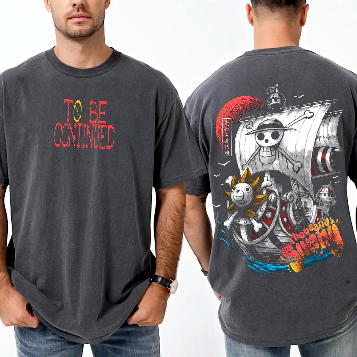 Thousand Sunny ,One Piece  Anime Unisex Washed T-Shirt