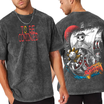 Thousand Sunny ,One Piece  Anime Unisex Washed T-Shirt