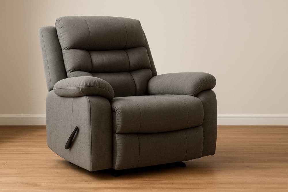 Poltrona reclinabile grigia tessuto poliestere 90x93x104 cm-Baronilta