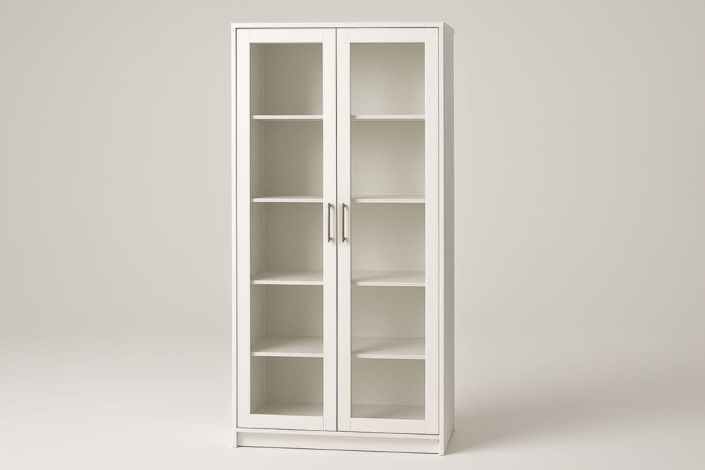 Vetrina in legno con ante in vetro temperato bianco 180cm x 80cm x 30cm-Baronilta