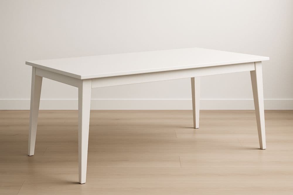Tavolo da Pranzo Rettangolare Legno Bianco 150x80x75cm-Baronilta