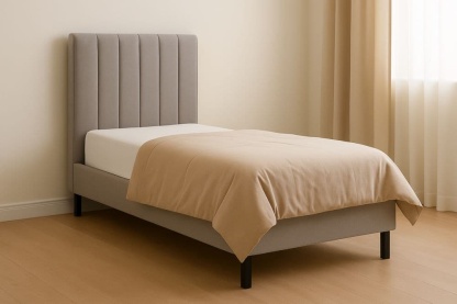 Letto singolo imbottito tessuto grigio 200x100-Baronilta