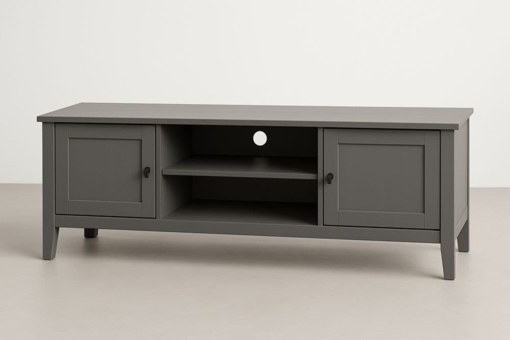Mobile porta TV MDF grigio con due ante e ripiani 120 cm-Baronilta