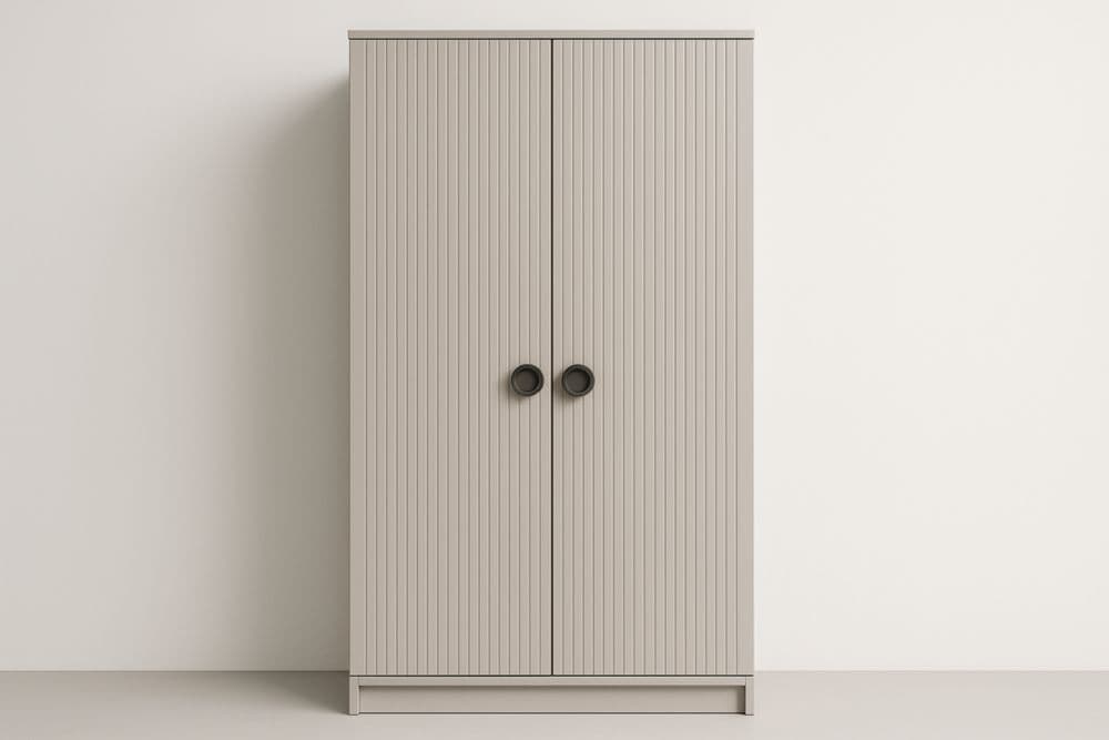 Guardaroba a Due Ante in MDF Grigio 200cm x 100cm x 50cm-Baronilta