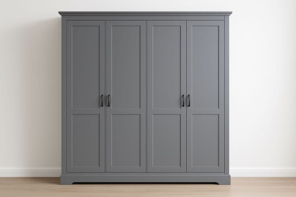 Armadio a Quattro Ante Legno Composito Grigio 200cm x 60cm x 220cm-Baronilta