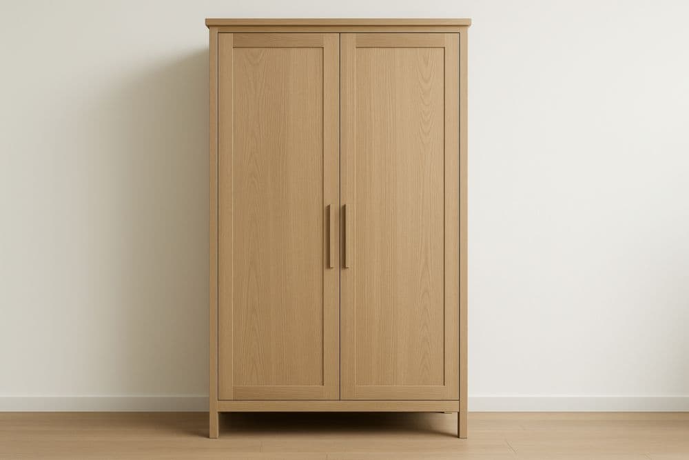 Armadio a Due Ante Legno Massello Rovere Naturale 180cm Alto 90cm Largo 50cm Profondo-Baronilta