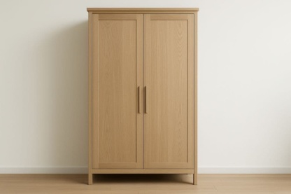 Armadio a Due Ante Legno Massello Rovere Naturale 180cm Alto 90cm Largo 50cm Profondo-Baronilta