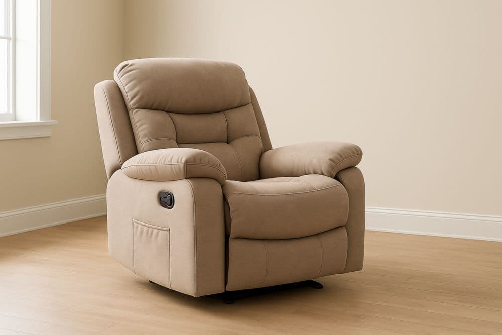 Poltrona reclinabile tessuto beige 100x90x100 cm-Baronilta