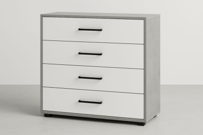 Cassettiera a 4 cassetti in MDF grigio e bianco 80x40x90 cm-Baronilta