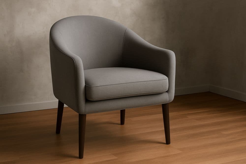 Poltrona in Tessuto Grigio Gambe in Legno Faggio-Baronilta