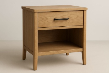 Comodino in Legno di Rovere con Cassetto e Ripiano, 50x40x60 cm-Baronilta