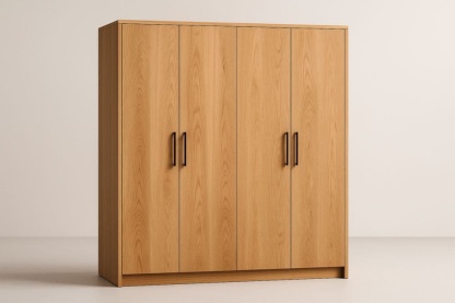 Armadio a 4 Ante in Legno Rovere 200x150x60 cm-Baronilta