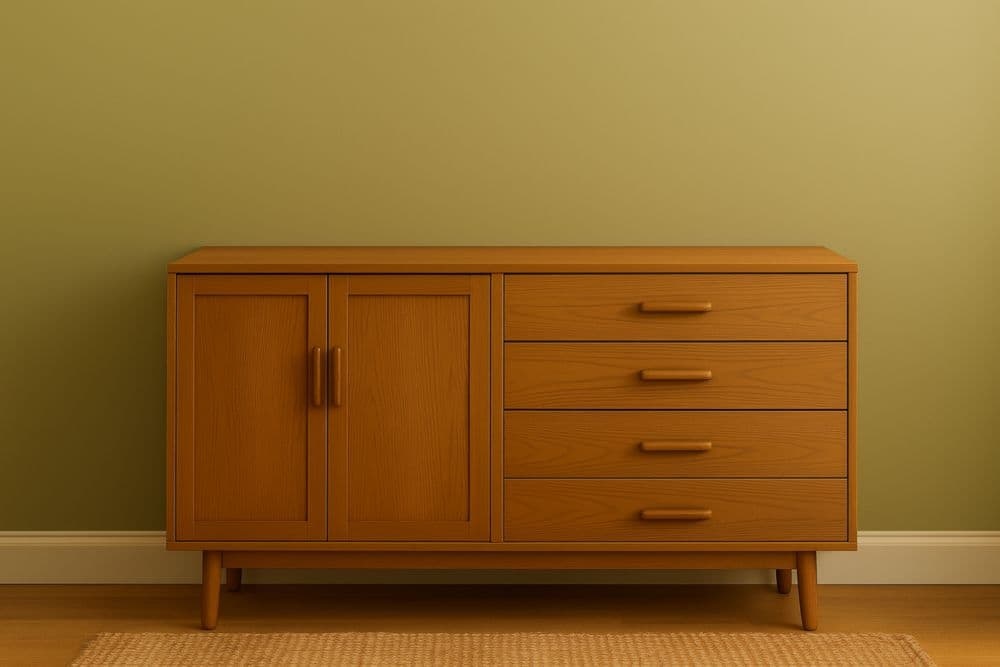 Credenza in Legno di Rovere con 4 Cassetti e 2 Ante 120x40x75 cm Colore Rovere-Baronilta