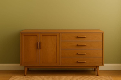 Credenza in Legno di Rovere con 4 Cassetti e 2 Ante 120x40x75 cm Colore Rovere-Baronilta