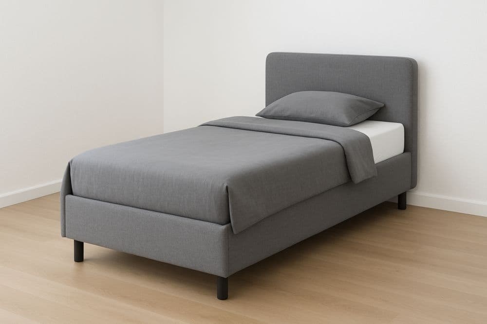 Letto singolo imbottito tessuto grigio 200x90x50 cm-Baronilta