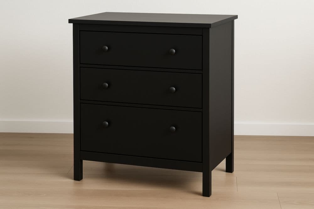 Cassettiera in Legno Nero 3 Cassetti 70x48x75 cm-Baronilta