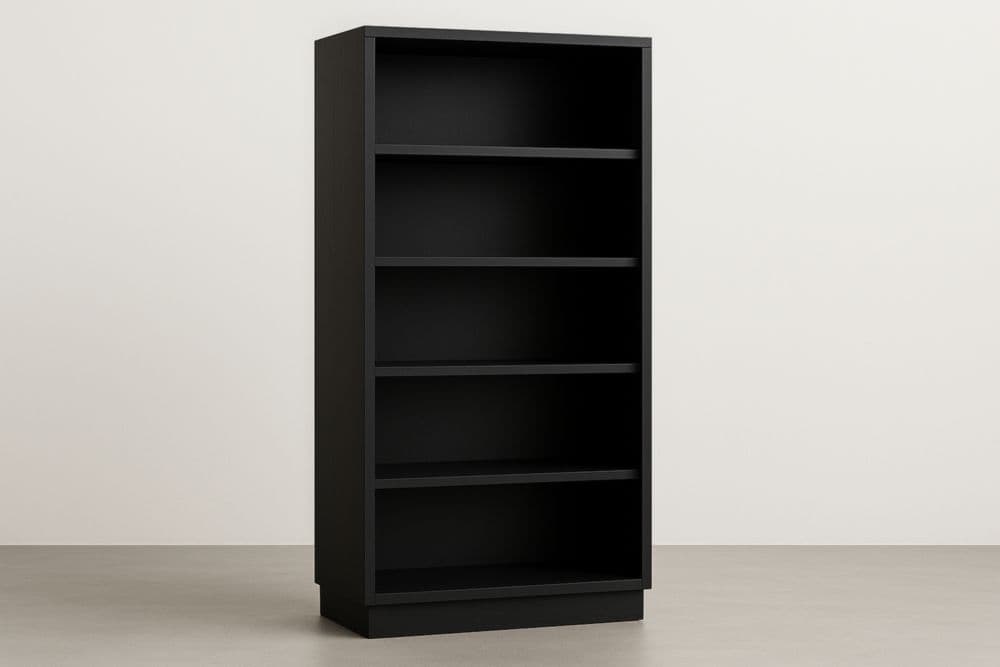 Scaffale libreria in legno nero con 5 ripiani regolabili 180x80x30 cm-Baronilta