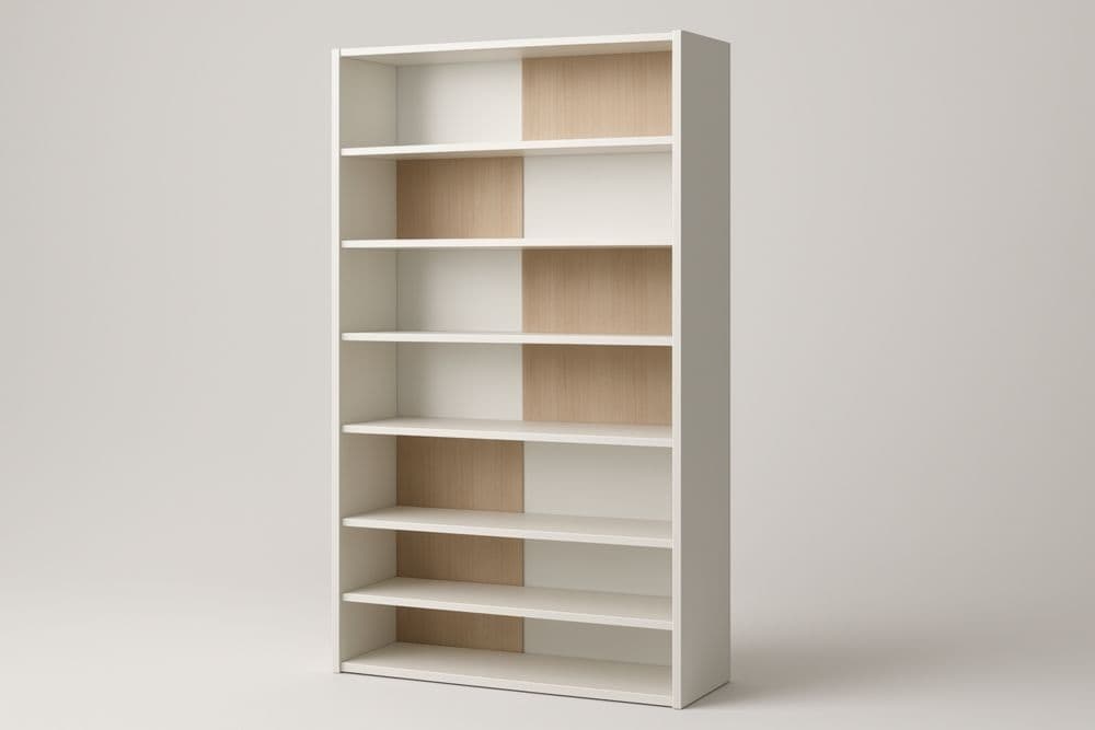 Libreria scaffale a 7 ripiani bianco e legno MDF 190x90x30 cm-Baronilta