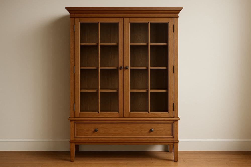 Vetrina in Legno con Ante in Vetro Temperato e Cassetto Inferiore-Baronilta