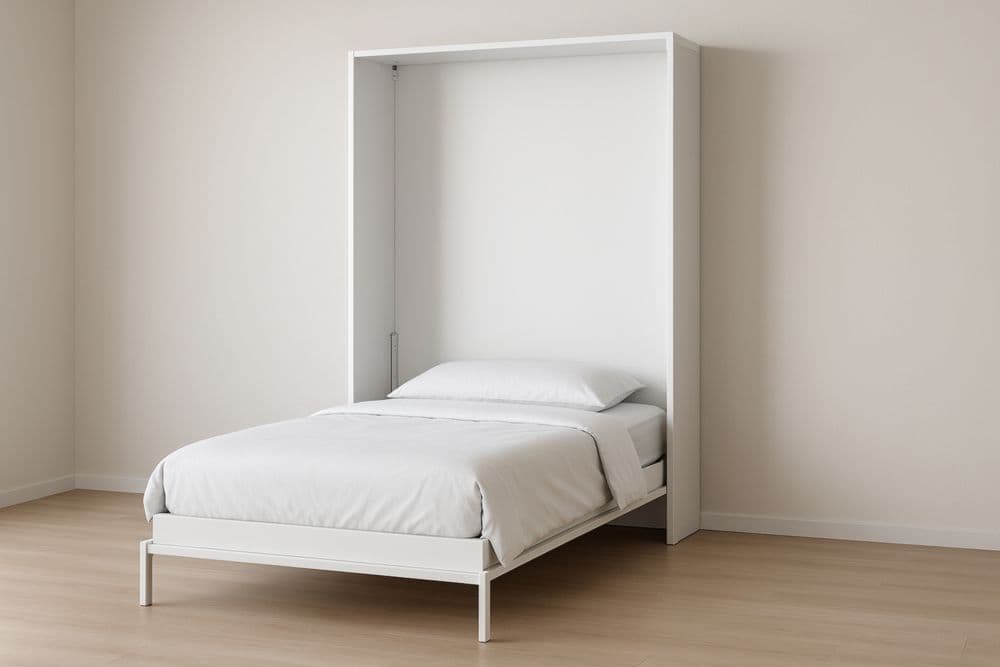 Letto a Scomparsa Singolo Legno Bianco 90x200 cm-Baronilta