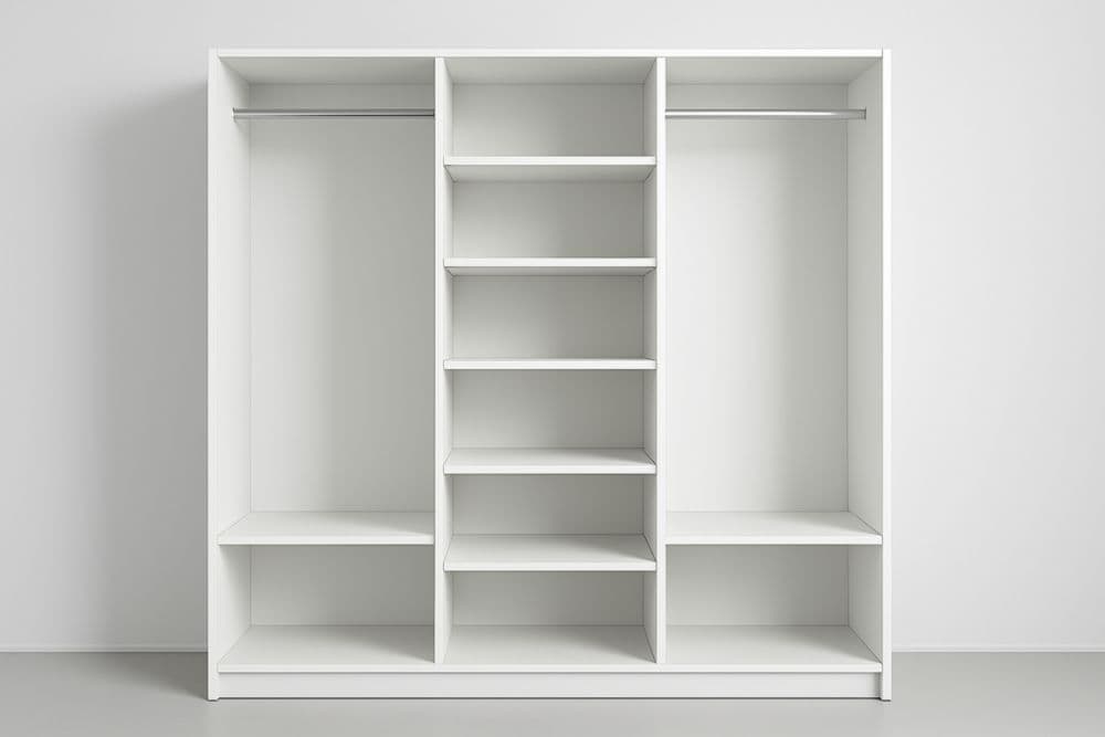 Guardaroba a giorno MDF Bianco 240x200x60 cm con Mensole e Barre Appendiabiti-Baronilta