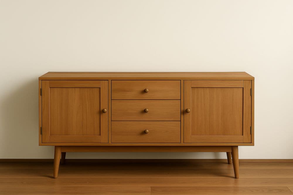 Credenza in Legno MDF 2 Ante 3 Cassetti 120x40x80 cm-Baronilta