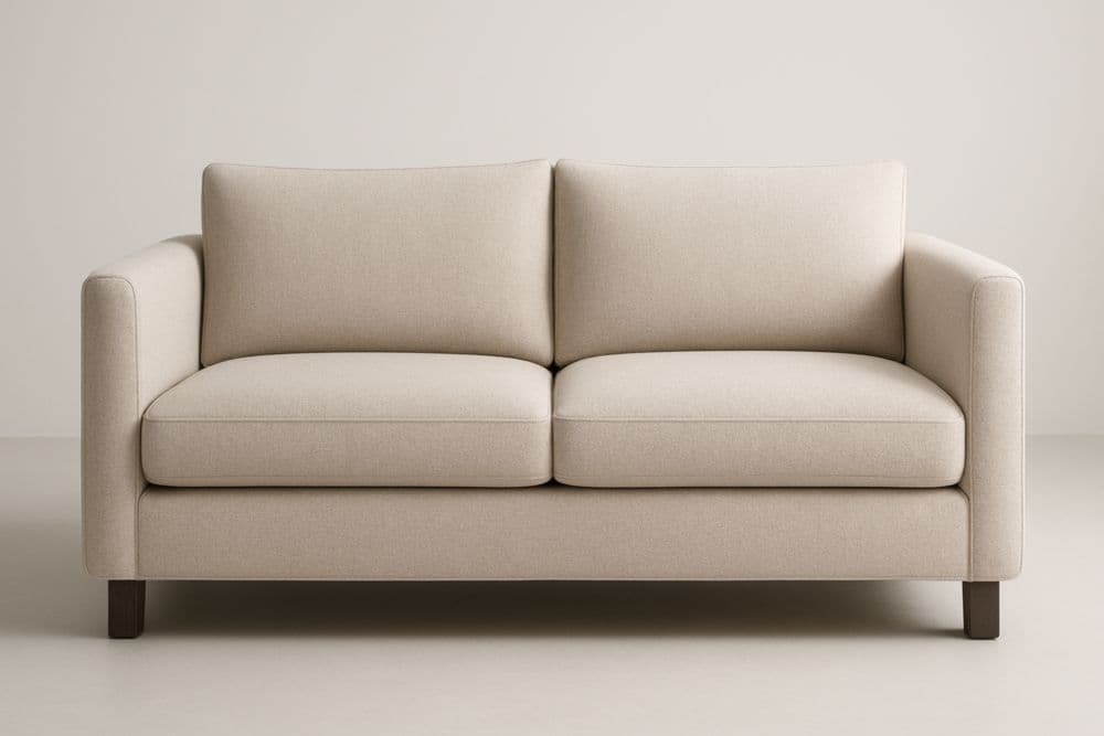 Divano a 2 Posti Tessuto Poliestere Beige 160x85x90 cm-Baronilta