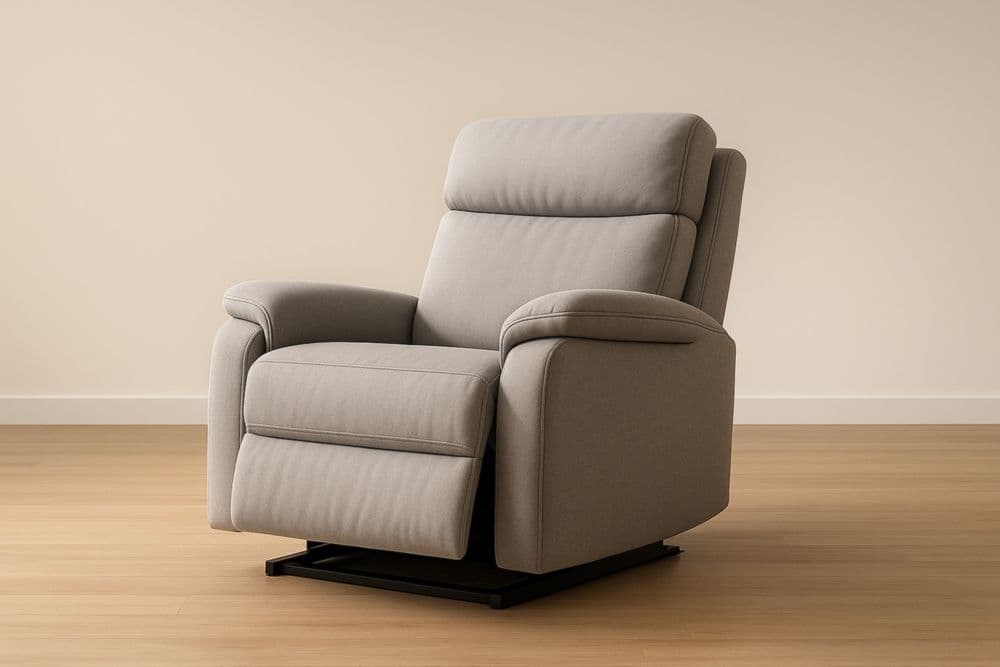 Poltrona reclinabile in tessuto grigio con struttura in metallo 95x80x105 cm-Baronilta