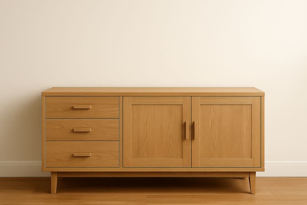 Credenza in Legno con Tre Cassetti e Due Ante 150x45x85 cm-Baronilta