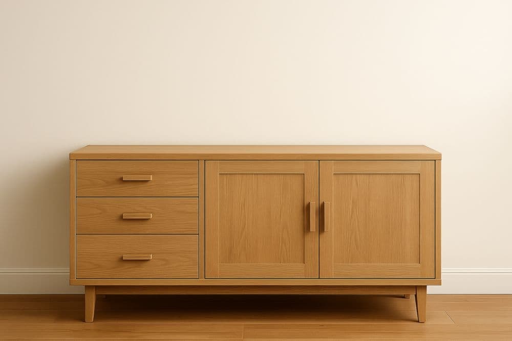 Credenza in Legno con Tre Cassetti e Due Ante 150x45x85 cm-Baronilta