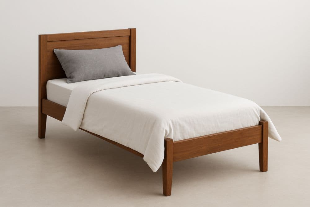 Letto singolo in legno massello noce 200x90 cm-Baronilta