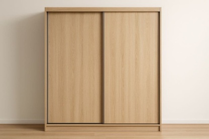 Armadio a due ante scorrevoli in pannelli di legno MDF color rovere 200x180x60 cm-Baronilta